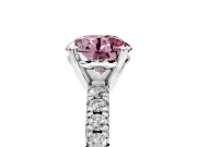 Solitaire Engagement Ring Setting for Fancy Pink Round Cut Center with Large Accents and Prong Head in Sterling Silver