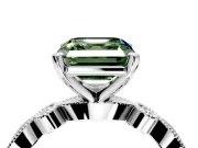 Solitaire Engagement Ring Setting for Fancy Green Asscher Cut Center with Milgrain Bezel Accents and Prong Head in Platinum