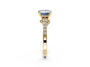 Solitaire Engagement Ring Setting for Fancy Blue Princess Cut Center with Crossover Accents and Prong Head in Yellow Gold