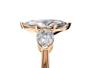 3 Stone Engagement Ring Setting for Marquise Center with Large Pear-Shaped Accents and Prong Head in Rose Gold