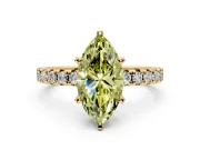 Solitaire Engagement Ring Setting for Fancy Yellow Marquise Center with Large Accents and Prong Head in Yellow Gold