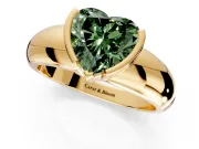 Tension Engagement Ring Setting for Fancy Green Heart-Shaped Center with Wide Flat Band and Tension Head in Yellow Gold
