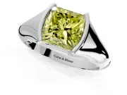 Tension Engagement Ring Setting for Fancy Yellow Princess Cut Center with Wide Tapered Band and Tension Head in Platinum