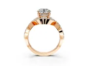 Halo Engagement Ring Setting for Round Cut Center with Pave Infinity Twist Band and Prong Head in Rose Gold