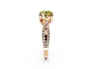 Solitaire Engagement Ring Setting for Fancy Yellow Round Cut Center with Narrow Twist Pave Band and Prong Head in Rose Gold