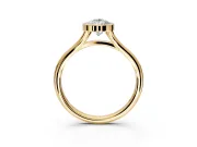 Solitaire Engagement Ring Setting for Pear-Shaped Center with V Split Shank and Bezel Head in Yellow Gold