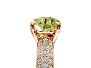 Solitaire Engagement Ring Setting for Fancy Yellow Round Cut Center with Multi-Row Pave Accents and Basket Head in Rose Gold