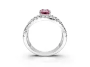 Solitaire Engagement Ring Setting for Fancy Pink Emerald Cut Center with Wide-Open Split Shank and Prong Head in Platinum