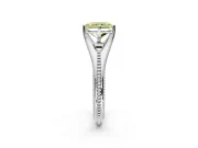 Solitaire Engagement Ring Setting for Fancy Yellow Radiant Cut Center with Milgrain Cathedral Band and Prong Head in White Gold