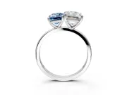 Fancy Blue Emerald Cut and Emerald Cut Lab-Grown Diamond Toi et Moi Engagement Ring with Prong-Set Stones in White Gold
