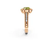 Milgrain Halo Engagement Ring Setting for Fancy Yellow Round Cut Center with Pave Band and Prong Head in Rose Gold