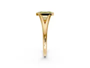 Solitaire Engagement Ring Setting for Fancy Yellow Emerald Cut Center with V Split Shank and Bezel Head in Yellow Gold