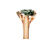 Solitaire Engagement Ring Setting for Fancy Green Heart-Shaped Center with Cathedral Band and Prong Head in Rose Gold