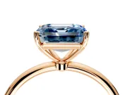 Solitaire Engagement Ring Setting for Fancy Blue Asscher Cut Center with Straight Thin Band and Prong Head in Rose Gold