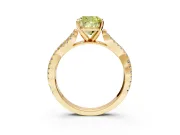 Solitaire Engagement Ring Setting for Fancy Yellow Cushion Cut Center with Twisted Pave Split Shank and Prong Head in Yellow Gold