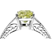 Split Shank Engagement Ring Setting for Fancy Yellow Cushion Cut Center with Pave Split Shank and Prong Head in Sterling Silver