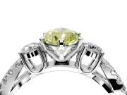 3 Stone Engagement Ring Setting for Fancy Yellow Pear-Shaped Center with Pave Split Shank and Prong Head in Platinum