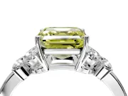 Solitaire Engagement Ring Setting for Fancy Yellow Asscher Cut Center with Marquise Flower Shoulders and Prong Head in Platinum