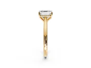Solitaire Engagement Ring Setting for Asscher Cut Center with Narrow Cathedral Band and Prong Head in Yellow Gold