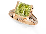 Solitaire Engagement Ring Setting for Fancy Yellow Princess Cut Center with Accented Split Shank and Prong Head in Rose Gold