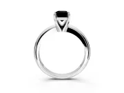 Solitaire Engagement Ring Setting for Fancy Black Emerald Cut Center with Wire Band and Prong Head in Sterling Silver
