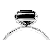 Solitaire Engagement Ring Setting for Fancy Black Princess Cut Center with Pave Accents and Prong Head in Sterling Silver