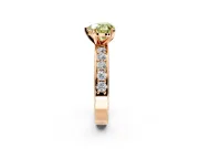Solitaire Engagement Ring Setting for Fancy Yellow Heart-Shaped Center with Channel-Set Accents and Prong Head in Rose Gold