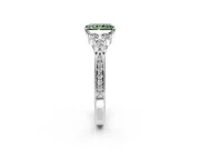 Cluster Engagement Ring Setting for Fancy Green Radiant Cut Center with Bezel Accent Clusters and Prong Head in White Gold