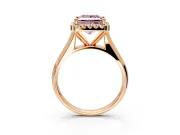 Halo Engagement Ring Setting for Fancy Pink Princess Cut Center with Square Band and Prong Head in Rose Gold