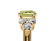 Cluster Engagement Ring Setting for Fancy Yellow Asscher Cut Center with Round Cut Accent Frame and Prong Head in Yellow Gold