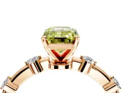Solitaire Engagement Ring Setting for Fancy Yellow Emerald Cut Center with Bezel Station Band and Prong Head in Rose Gold