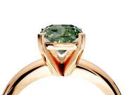 Solitaire Engagement Ring Setting for Fancy Green Cushion Cut Center with Wire Band and Prong Head in Rose Gold