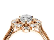 Milgrain Halo Engagement Ring Setting for Marquise Center with Bezel Point Accents and Prong Head in Rose Gold