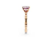 Solitaire Engagement Ring Setting for Fancy Pink Princess Cut Center with Bamboo Band and Prong Head in Rose Gold