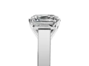 Solitaire Engagement Ring Setting for Asscher Cut Center with Tapered Split Shoulders and Prong Head in Sterling Silver