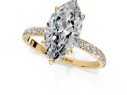 Solitaire Engagement Ring Setting for Marquise Center with Pave Accents and Prong Head in Yellow Gold