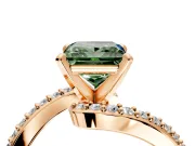 Solitaire Engagement Ring Setting for Fancy Green Princess Cut Center with Pave Bypass Swirl Band and Prong Head in Rose Gold
