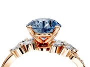 Solitaire Engagement Ring Setting for Fancy Blue Round Cut Center with Marquise Accent Twist Band and Prong Head in Rose Gold