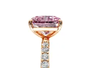 Solitaire Engagement Ring Setting for Fancy Pink Radiant Cut Center with Pave Accents and Prong Head in Rose Gold