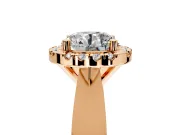 Halo Engagement Ring Setting for Round Cut Center with Square Band and Prong Head in Rose Gold