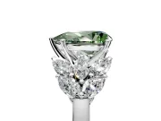 Leaf Cluster Engagement Ring Setting for Fancy Green Pear-Shaped Center with Marquise Accents and Prong Head in Sterling Silver