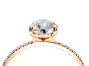 Solitaire Engagement Ring Setting for Pear-Shaped Center with Pave Accents and Prong Head in Rose Gold