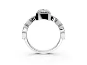 Milgrain Bezel Engagement Ring Setting for Radiant Cut Center with Marquise Stations and Bezel Head in Sterling Silver