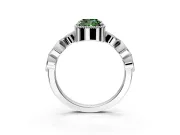 Vintage Station Engagement Ring Setting for Fancy Green Cushion Cut Center with Accents and Prong Head in Sterling Silver