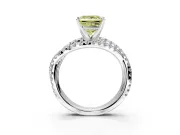 Solitaire Engagement Ring Setting for Fancy Yellow Princess Cut Center with Woven 3-Strand Pave Band and Prong Head in Platinum