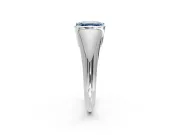 Tension Engagement Ring Setting for Fancy Blue Asscher Cut Center with Wide Tapered Band and Tension Head in Sterling Silver