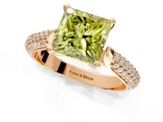 Solitaire Engagement Ring Setting for Fancy Yellow Princess Cut Center with Multi-Row Accents and Prong Head in Rose Gold