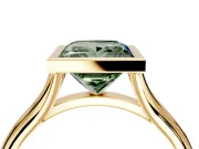 Solitaire Engagement Ring Setting for Fancy Green Princess Cut Center with V Split Shank and Bezel Head in Yellow Gold
