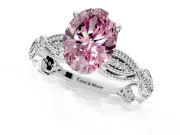 Solitaire Engagement Ring Setting for Fancy Pink Oval Center with Marquise Panel Band and Prong Head in Platinum