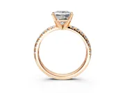 Solitaire Engagement Ring Setting for Princess Cut Center with Large Accents and Prong Head in Rose Gold